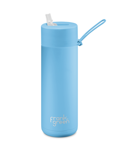 FrankGreen: Ceramic Bottle Sky Blue 20oz/595ml (Straw Lid)