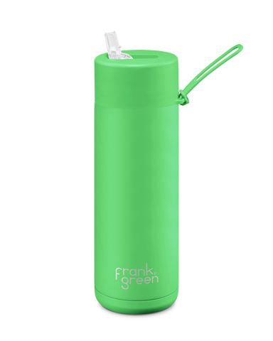 FrankGreen: Ceramic Bottle Neon green 20oz/595ml (Straw Lid)