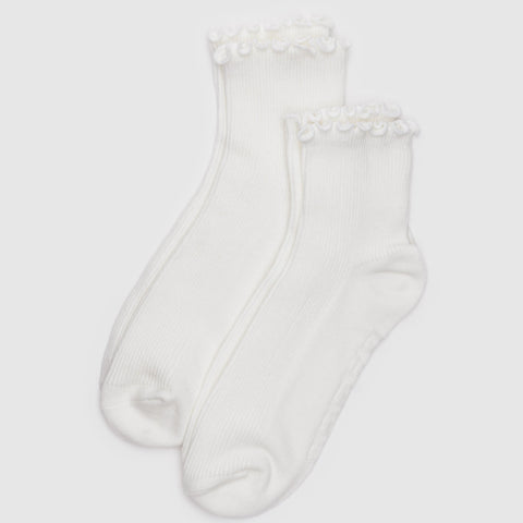 BAGGU Lettuce Edge Sock Set Of 2 - White