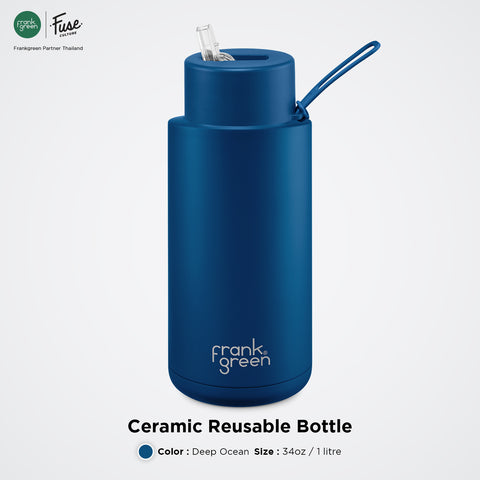FrankGreen: Ceramic Bottle Deep Ocean 34oz (Straw Lid)