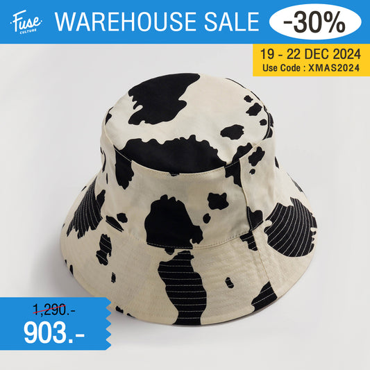 Bucket Hat (Black and white cow)