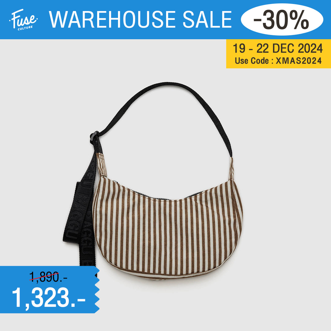 Small Nylon Crescent Bag (Brown Stripe)