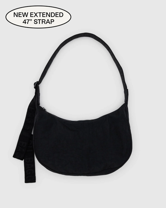 Medium Crescent Nylon Bag - Black (Extended Strap)