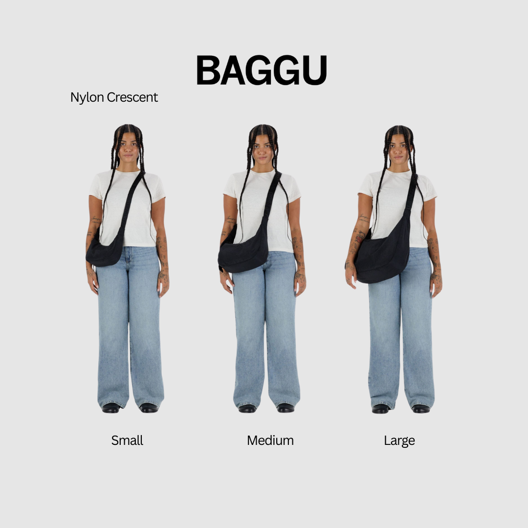 BAGGU Medium Crescent Bag (Sage Stripe)