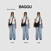 BAGGU Medium Crescent Bag (Sage Stripe)