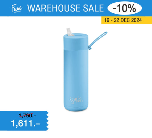 FrankGreen: Ceramic Bottle Sky Blue 20oz/595ml (Straw Lid)