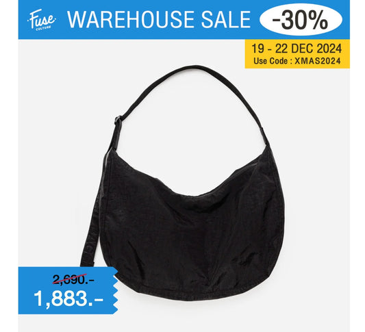 Large Crescent Nylon Bag - Black