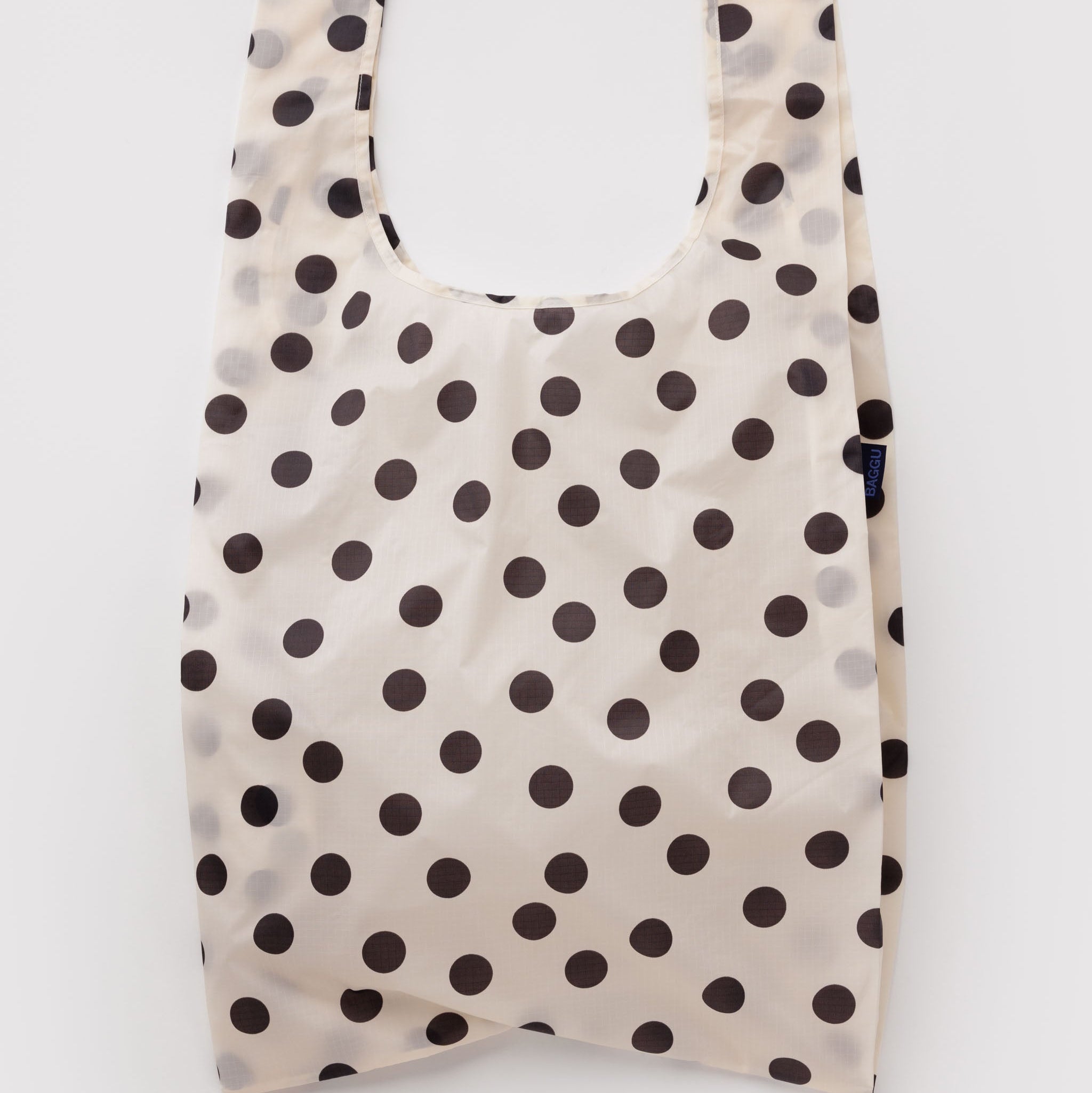 Polka dot reusable bag on a white background