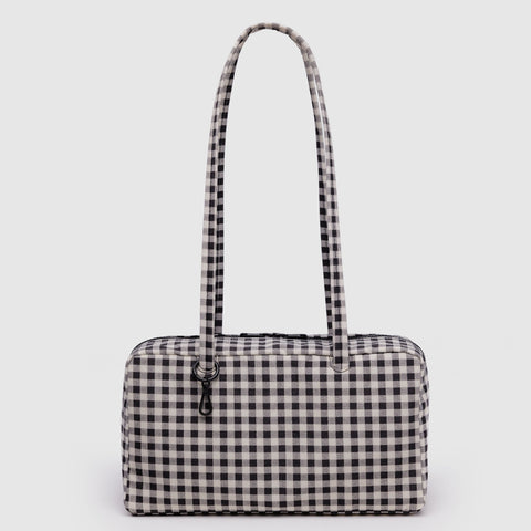 BAGGU Nylon Bowler Bag (Black & White Gingham)