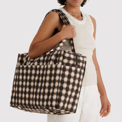 BAGGU Cloud Carry On Bag (Blurred Gingham Brown)