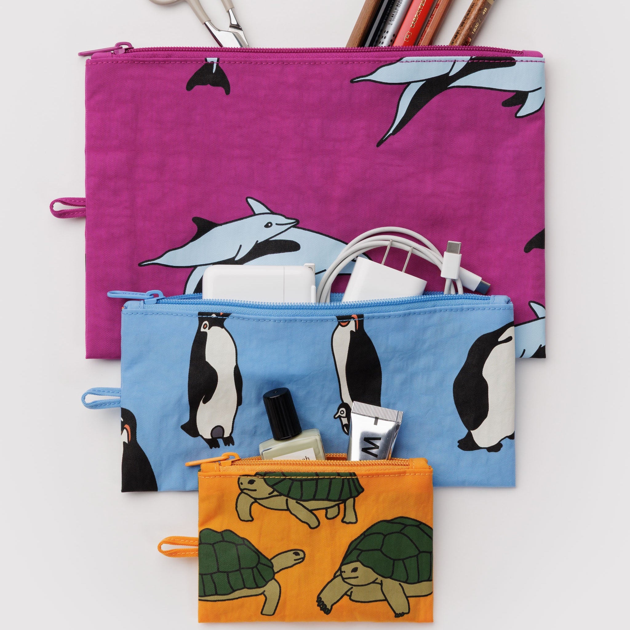 BAGGU Flat Pouch Set (Vacation Animals)
