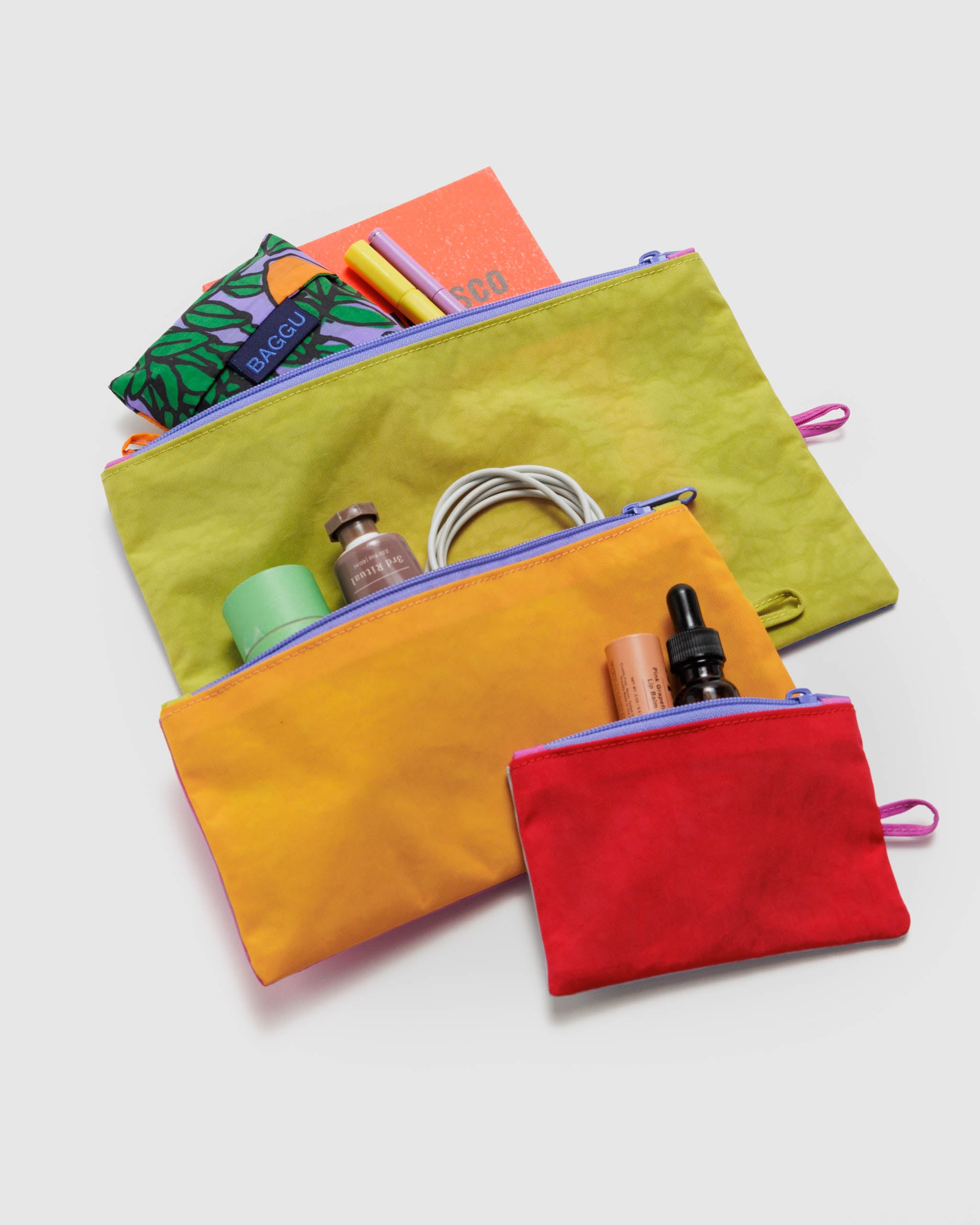BAGGU Flat Pouch Set (Vacation Colorblock)