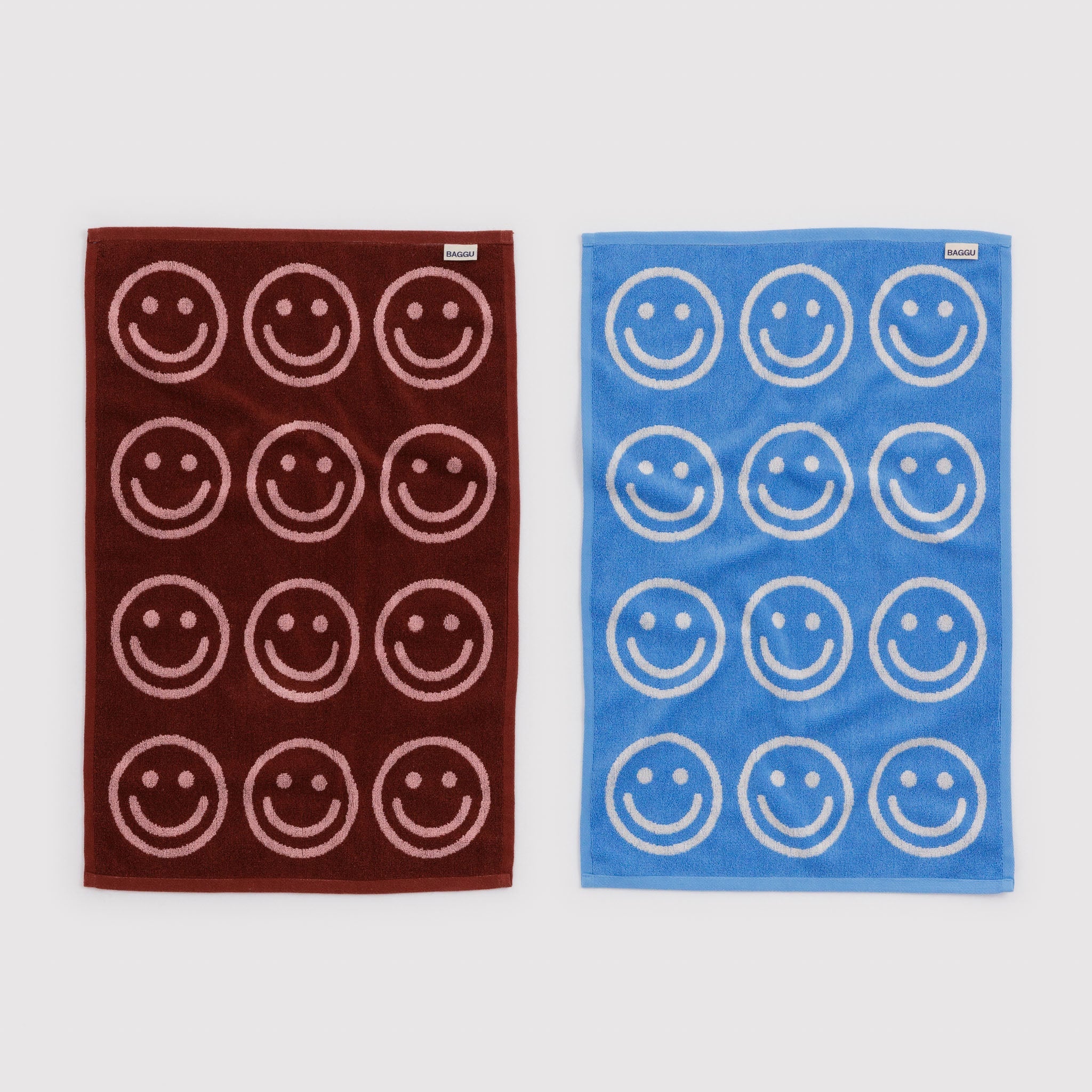 BAGGU Hand Towel Set of 2 (Sky Blue and Blush Happy)