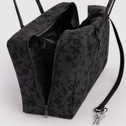 BAGGU Medium Nylon Bowler Bag (Charcoal Ditsy Floral)