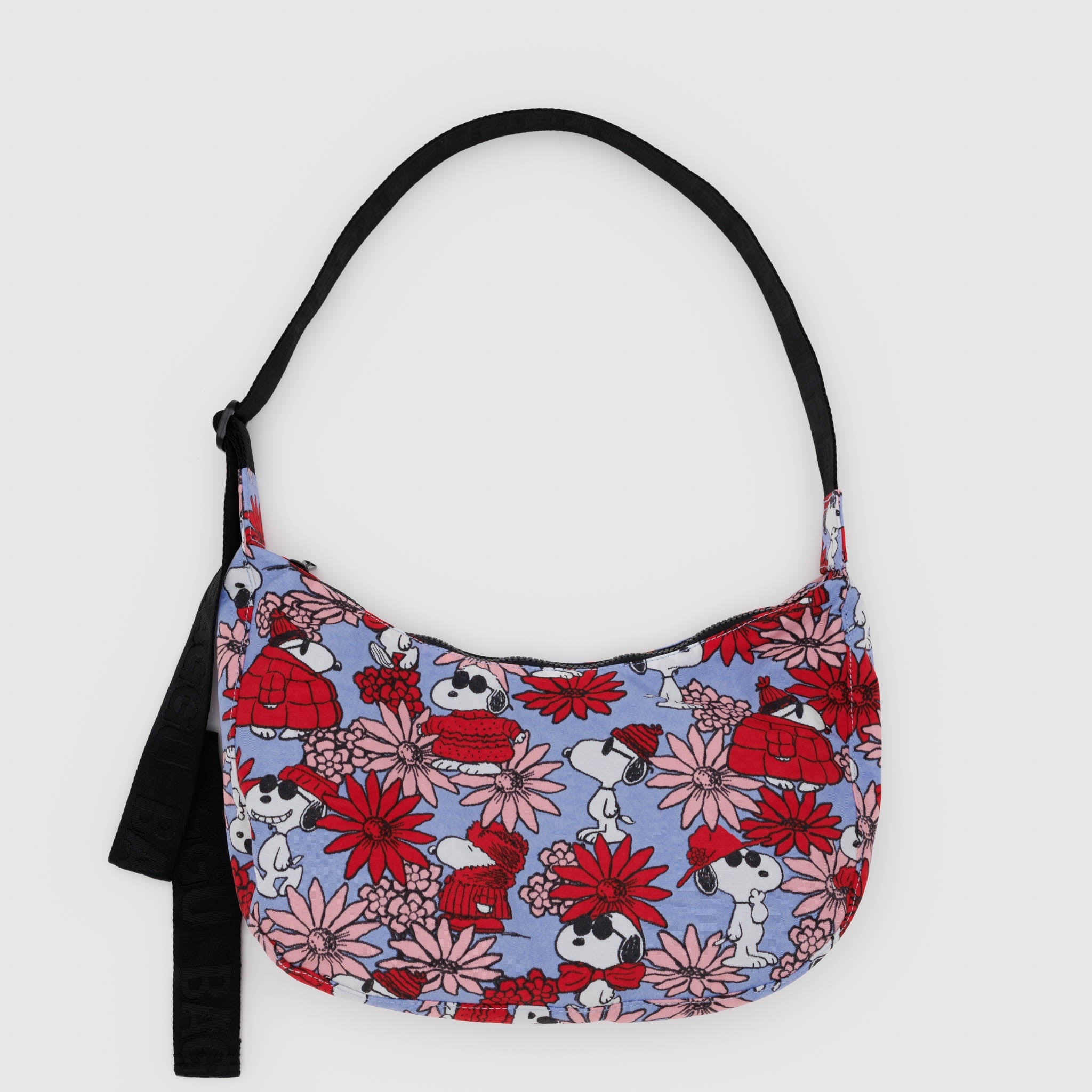 BAGGU Medium Crescent Bag (Floral Snoopy)