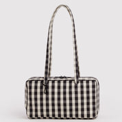 BAGGU Nylon Bowler Bag (Black and Cream Gingham)