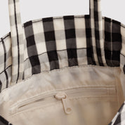 BAGGU Nylon Drawstring (Black and Cream Gingham)