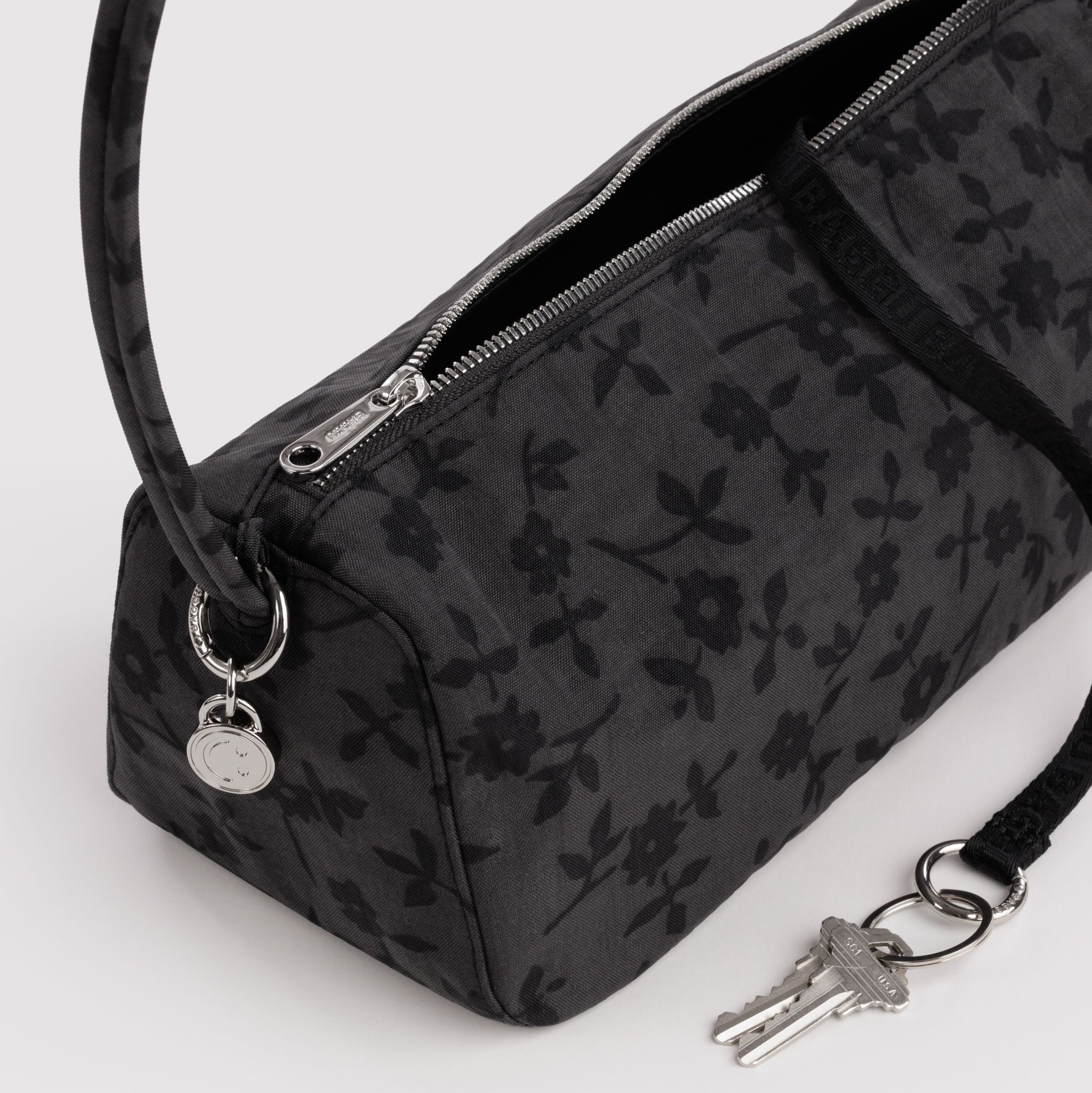 BAGGU Nylon Loaf Bag (Charcoal Ditsy Floral)