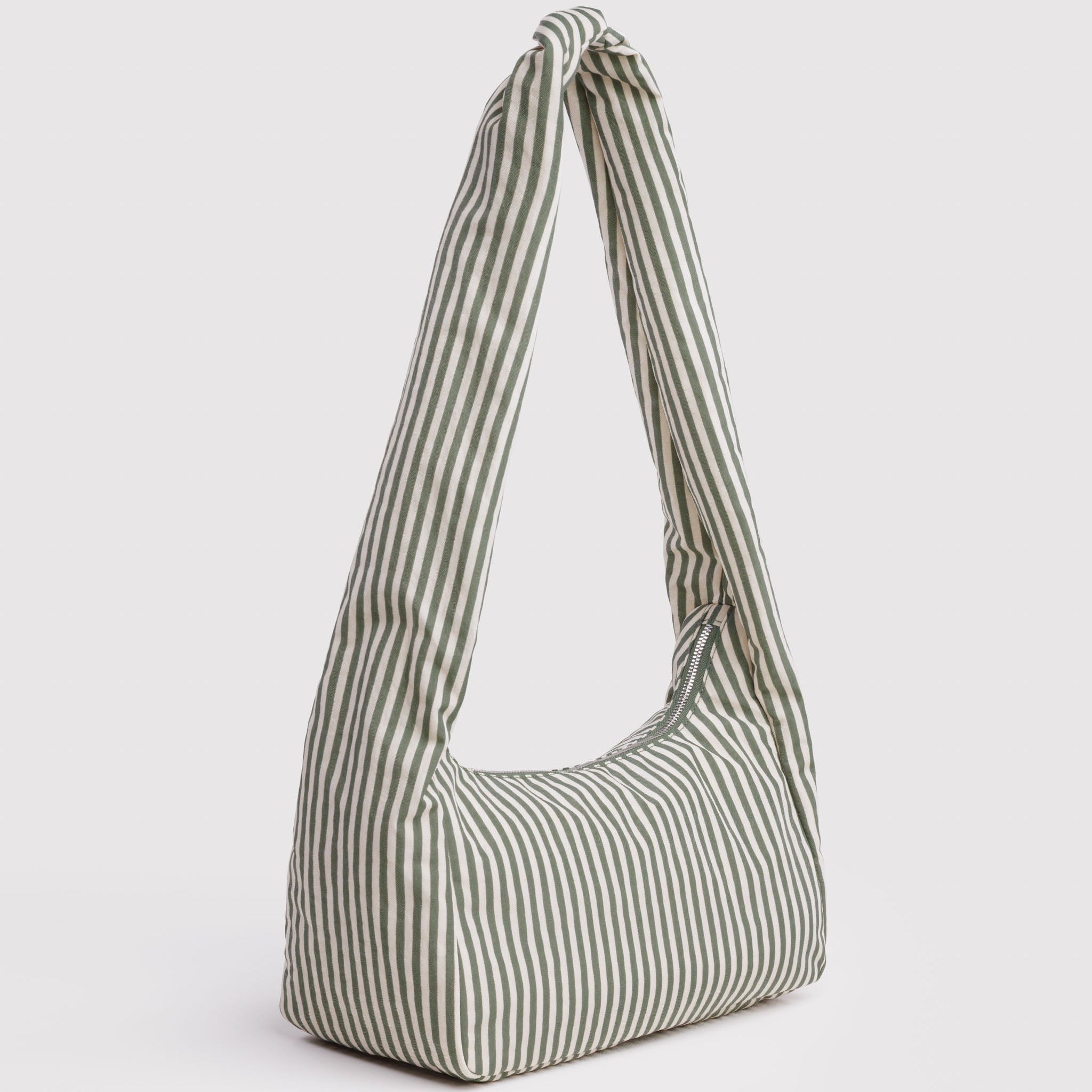 BAGGU Nylon Meringue Bag (Sage Stripe)