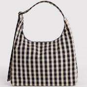 BAGGU Nylon Shoulder Bag (Black and Cream Gingham)