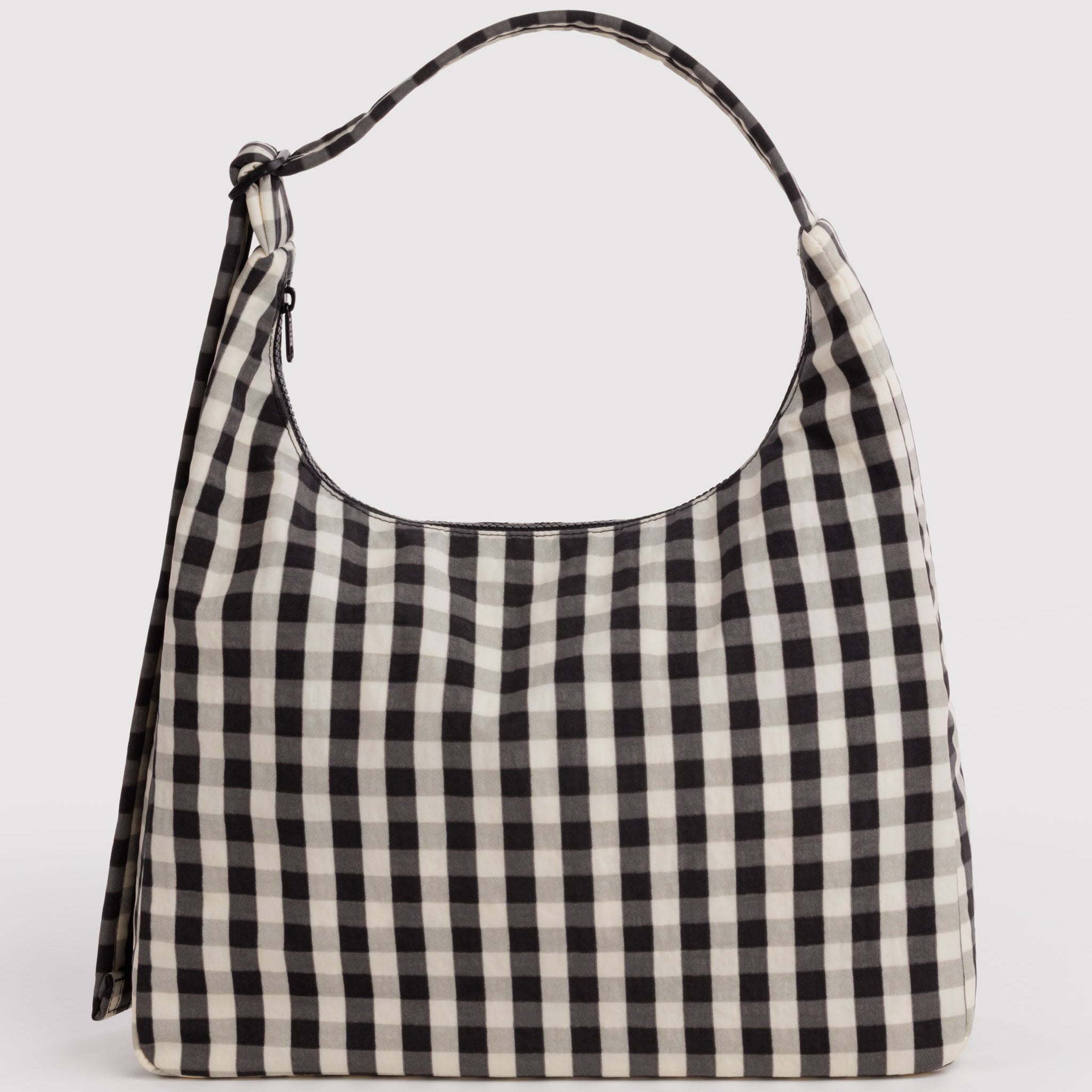 BAGGU Nylon Shoulder Bag (Black and Cream Gingham)
