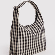 BAGGU Nylon Shoulder Bag (Black and Cream Gingham)