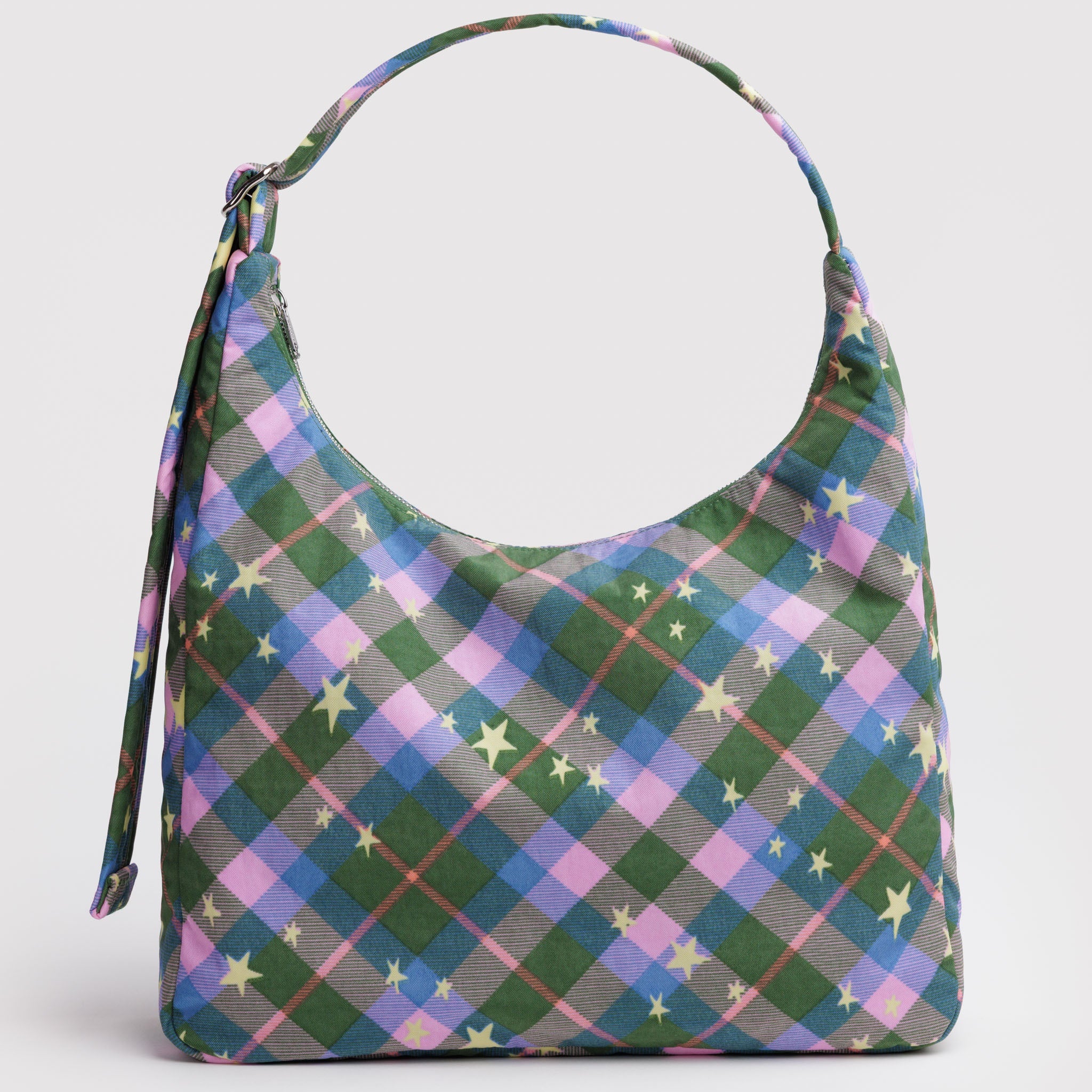 BAGGU Nylon Shoulder Bag (Green Star Plaid)