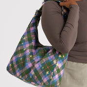 BAGGU Nylon Shoulder Bag (Green Star Plaid)