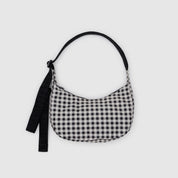 BAGGU Small Nylon Crescent  Bag - Black & White Gingham