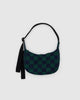 Small Nylon Crescent Bag (Navy green Check)