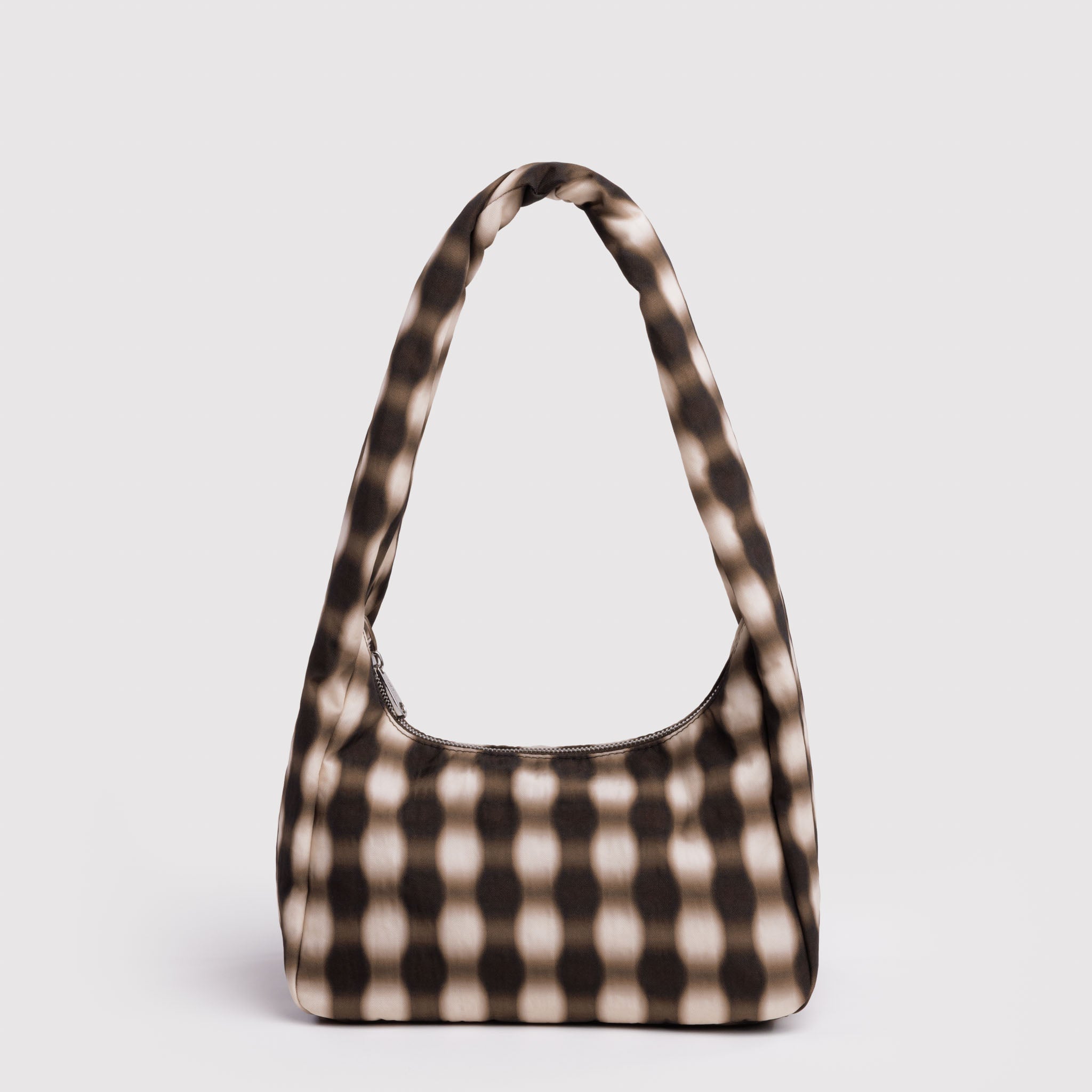 BAGGU Small Nylon Meringue Bag (Blurred Gingham Brown)