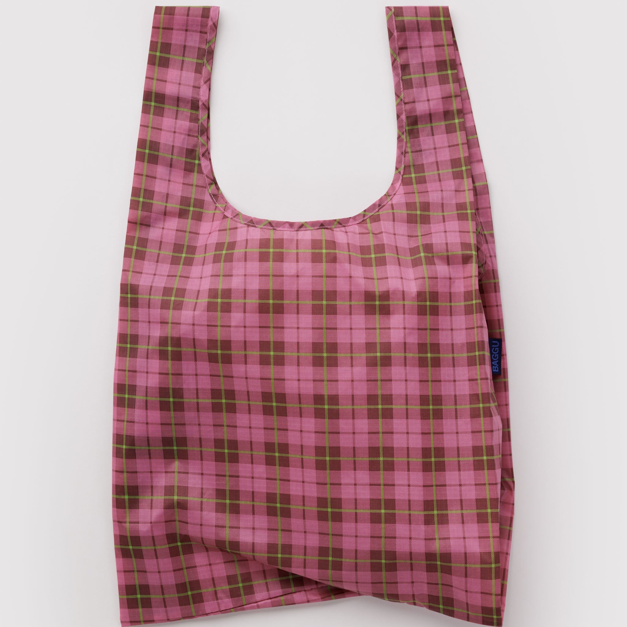 BAGGU Standard Reusable Bag (Azalea Pink Tartan)