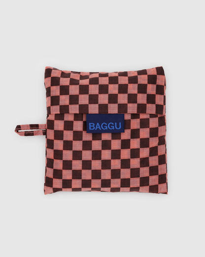 BAGGU Standard Reusable Bag (Pink Brown Check)