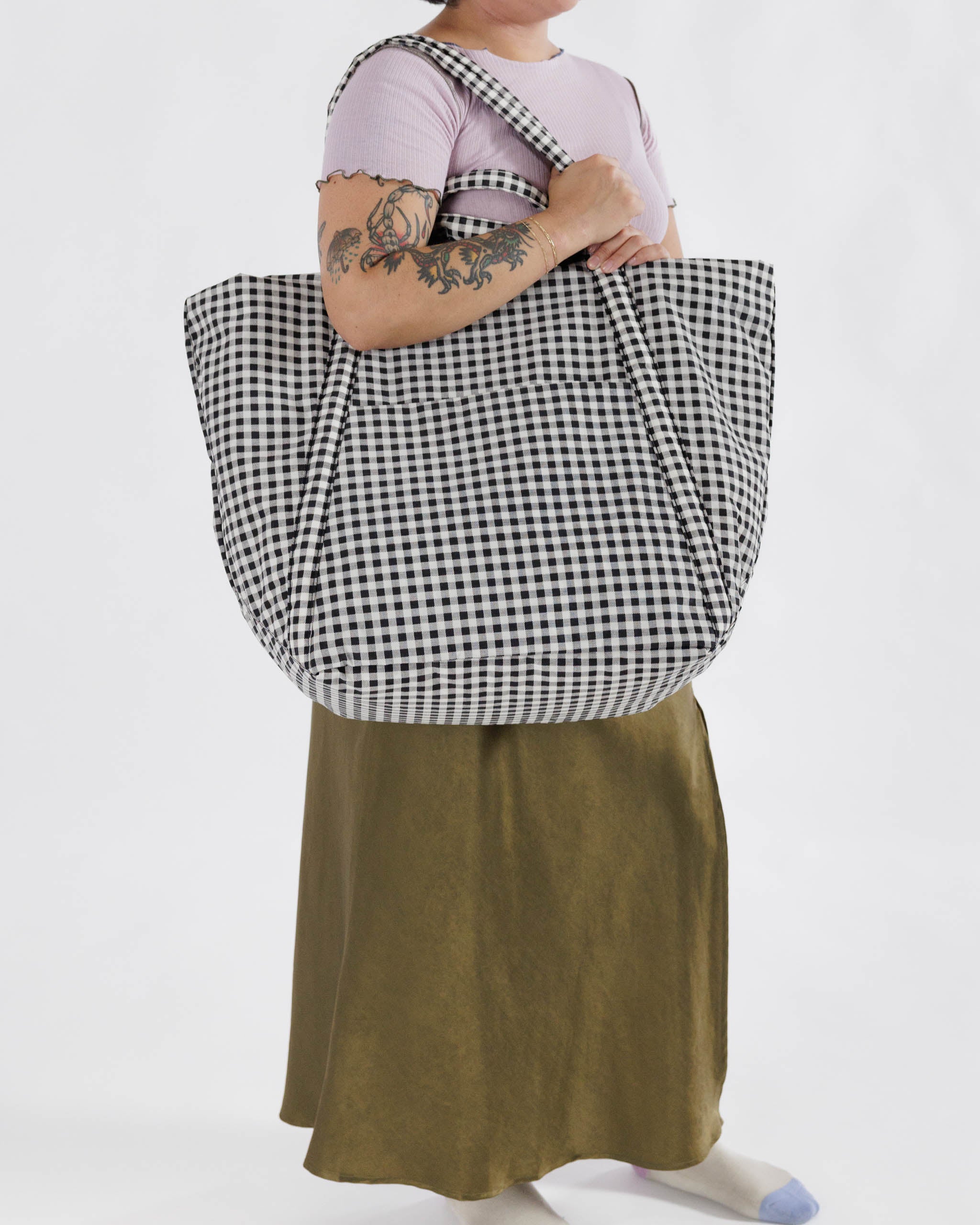 Travel Cloud Bag (Black and White Gingham)