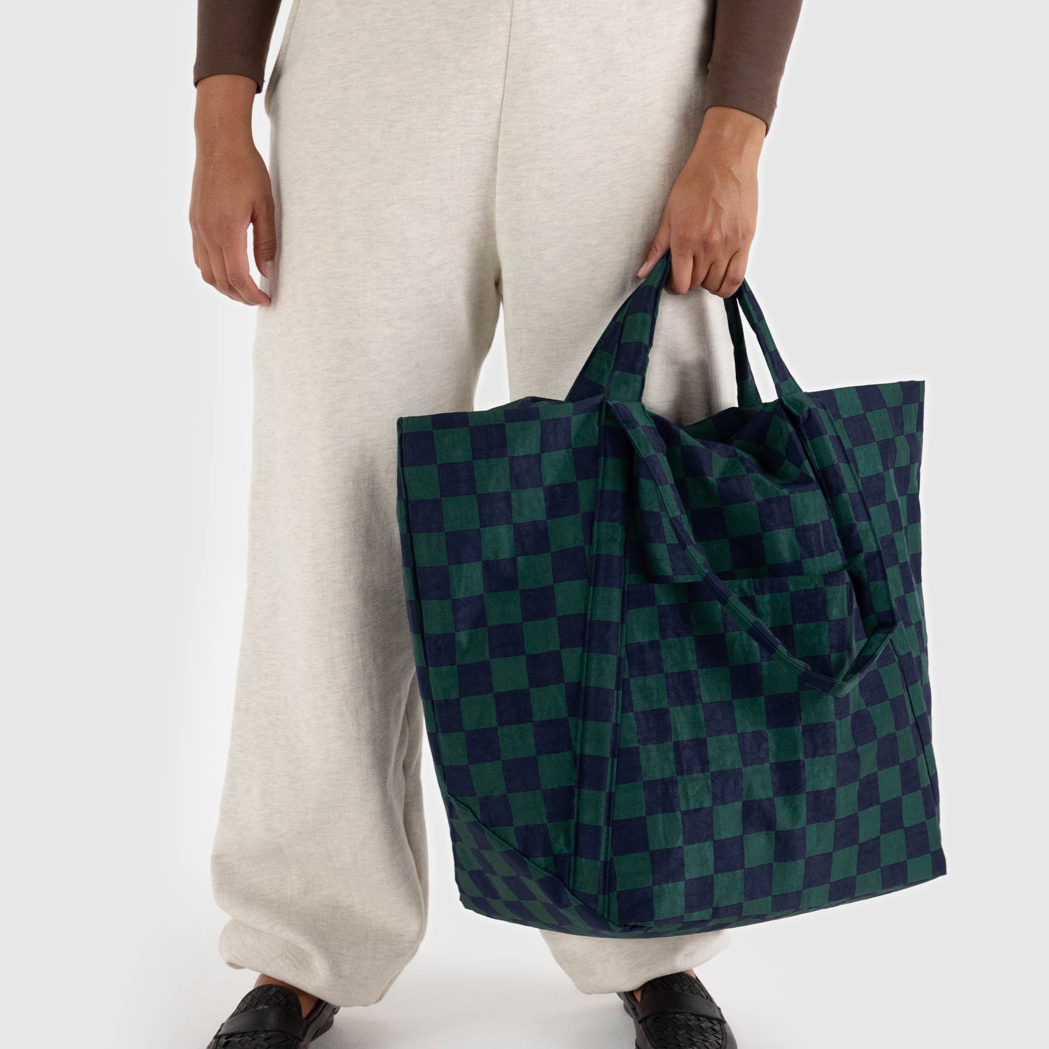 BAGGU Travel Cloud Bag (Navy Green Check)