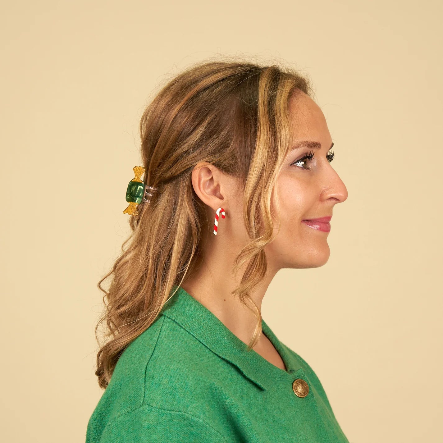 Coucou Suzette Mini Hair Claw (Green Christmas Candy)