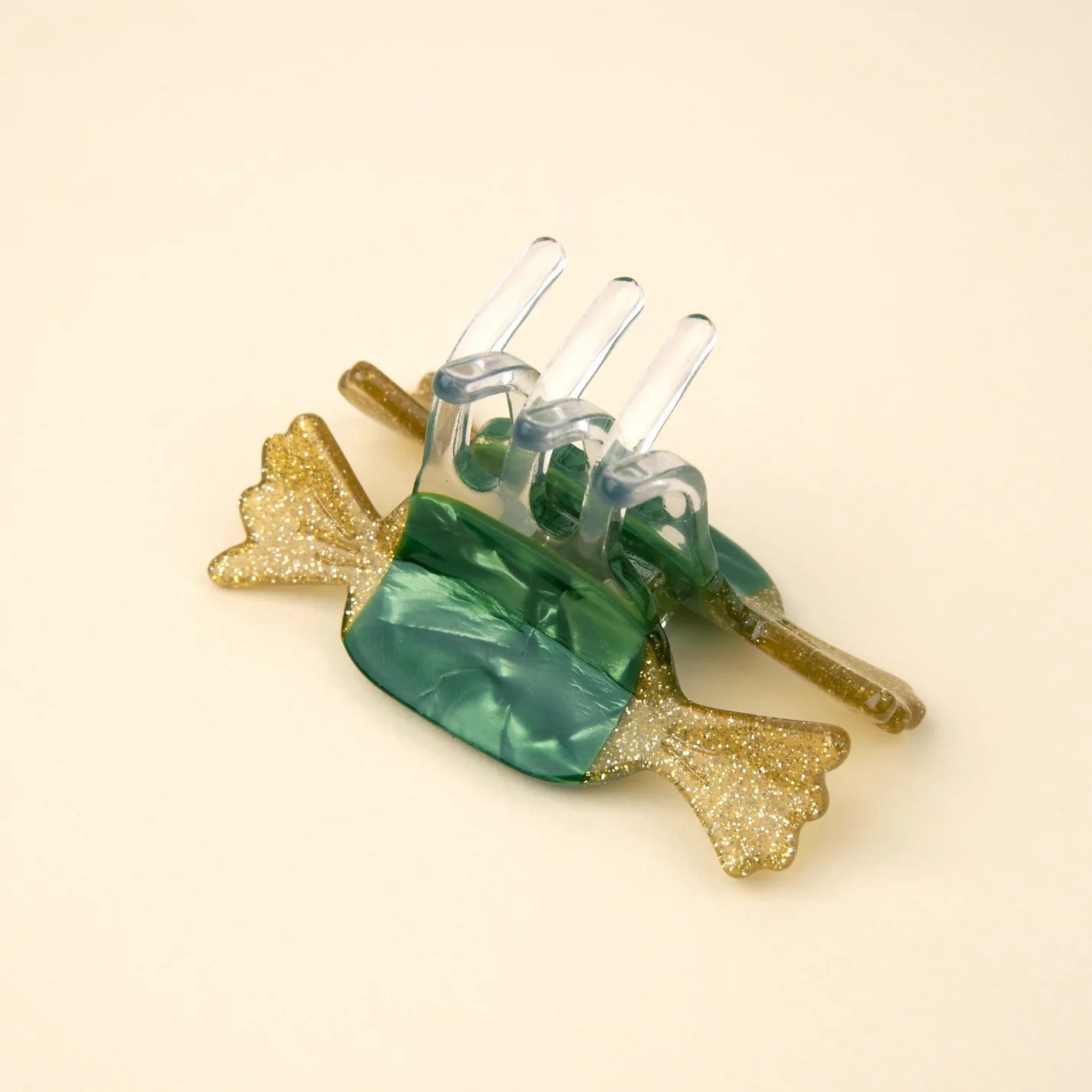 Coucou Suzette Mini Hair Claw (Green Christmas Candy)
