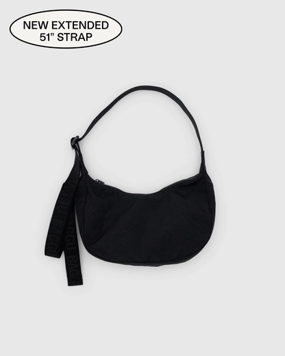 Small Crescent Nylon Bag - Black (Extended strap)