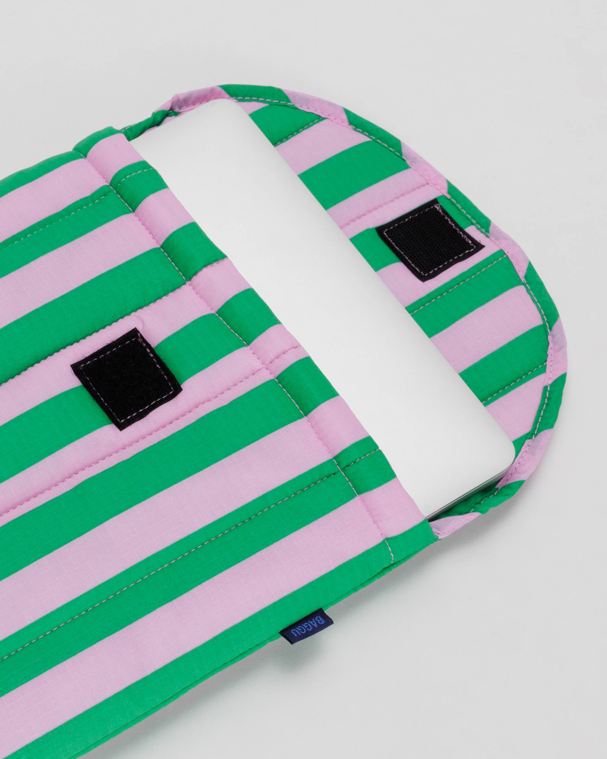 Puffy Laptop Sleeve 13" / 16" (Pink Green Awning Stripe)